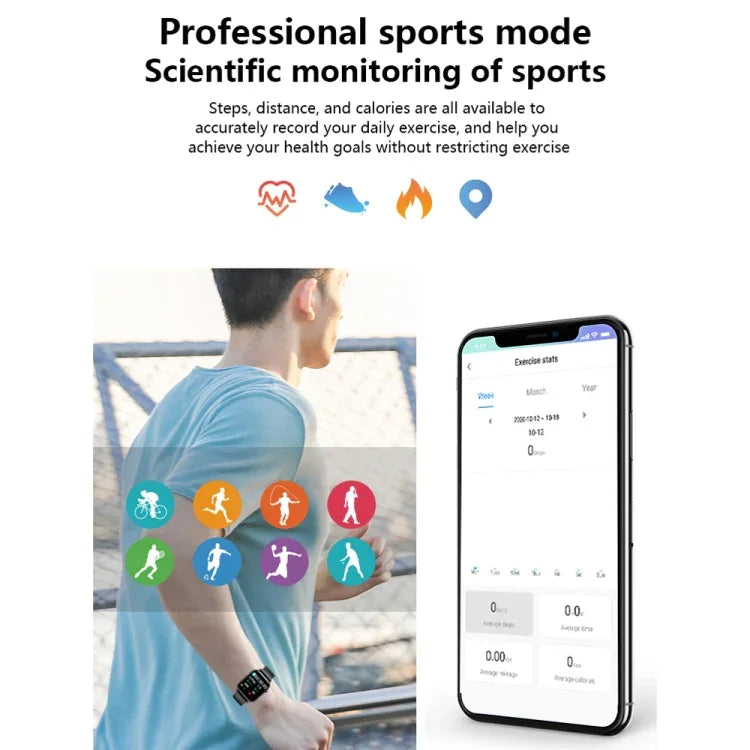 Bracelet connecté M9 avec écran TFT de 1,4 pouce, étanche IP67, compatible avec le suivi du sommeil, de la fréquence cardiaque et de la pression artérielle.