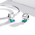 Accessoires de bracelet et collier DIY en argent sterling S925 avec perles Chat Sirène, Chat Sirène