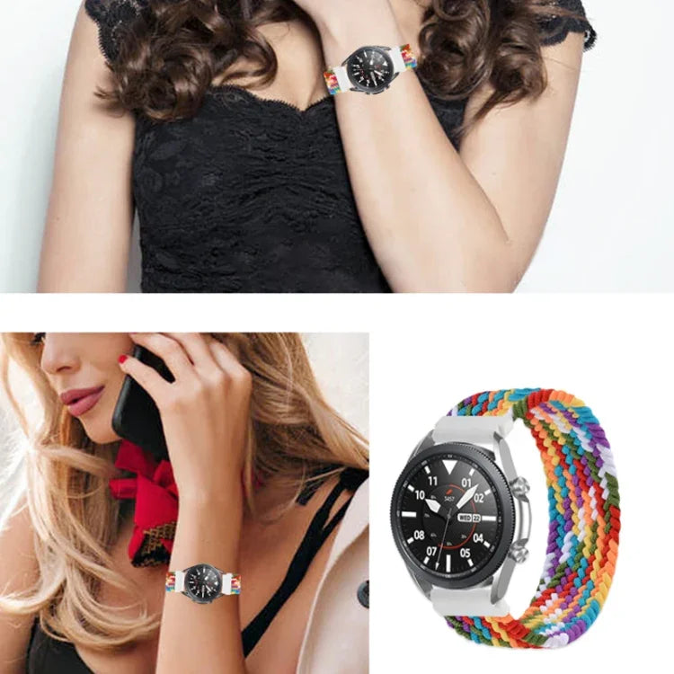 Pour bracelet de remplacement tressé en nylon élastique réglable pour Samsung Galaxy Watch 3 45mm, 165mm