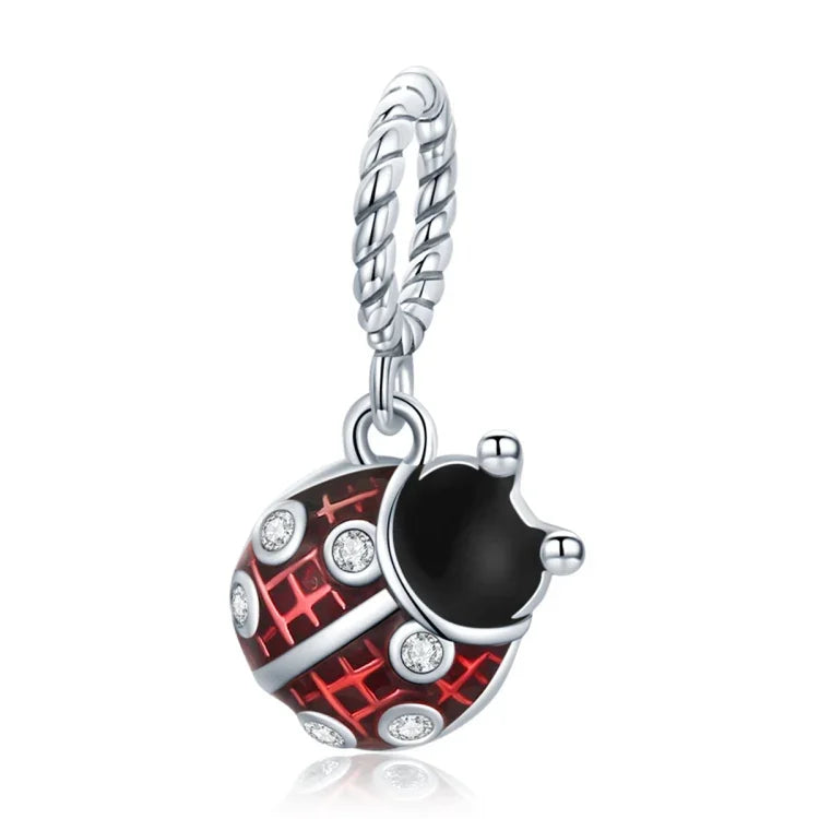 Pendentif Coccinelle en Argent Sterling S925, Accessoires de Collier Bracelet DIY, Pendentif Coccinelle