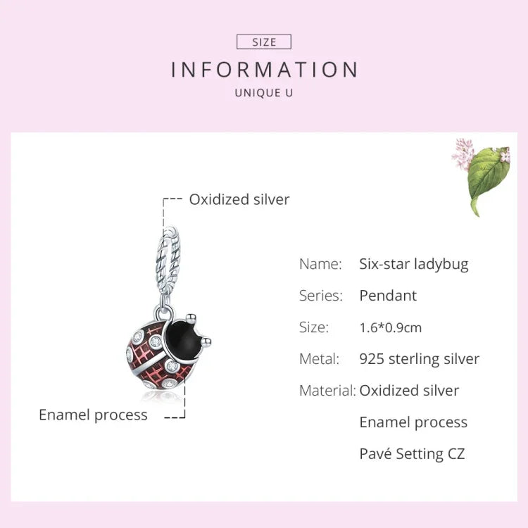 Pendentif Coccinelle en Argent Sterling S925, Accessoires de Collier Bracelet DIY, Pendentif Coccinelle