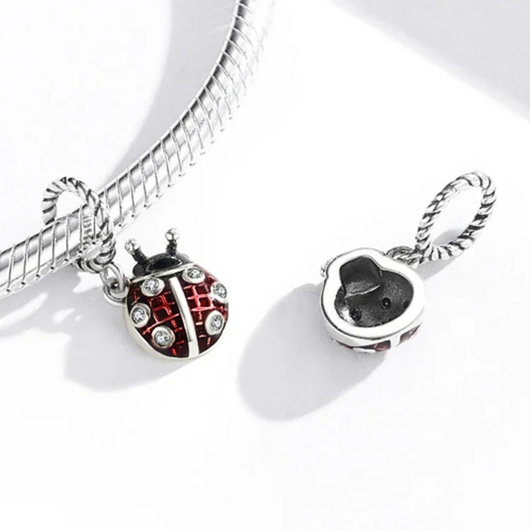 Pendentif Coccinelle en Argent Sterling S925, Accessoires de Collier Bracelet DIY, Pendentif Coccinelle