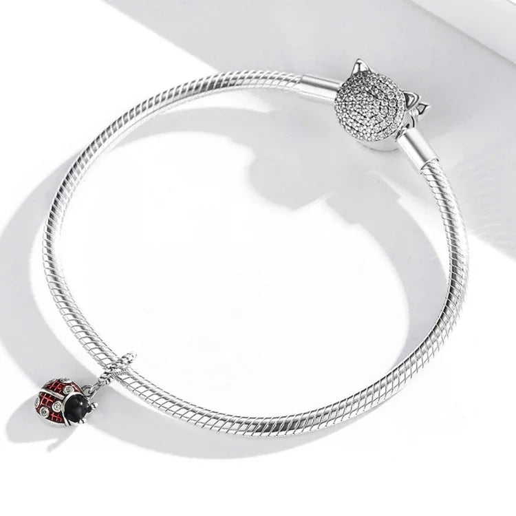 Pendentif Coccinelle en Argent Sterling S925, Accessoires de Collier Bracelet DIY, Pendentif Coccinelle