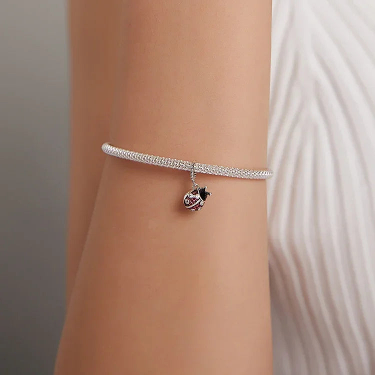 Pendentif Coccinelle en Argent Sterling S925, Accessoires de Collier Bracelet DIY, Pendentif Coccinelle