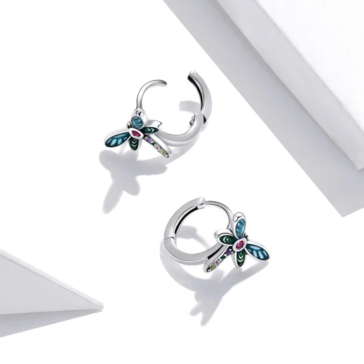 Boucles d'oreilles clous vintage libellule en argent sterling S925 pour femme, Libellule vintage