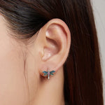 Boucles d'oreilles clous vintage libellule en argent sterling S925 pour femme, Libellule vintage