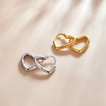 Boucles d'oreilles clous en argent sterling S925 en forme de cœur creux pour femme, Cœur creux (argent), Cœur creux (doré)