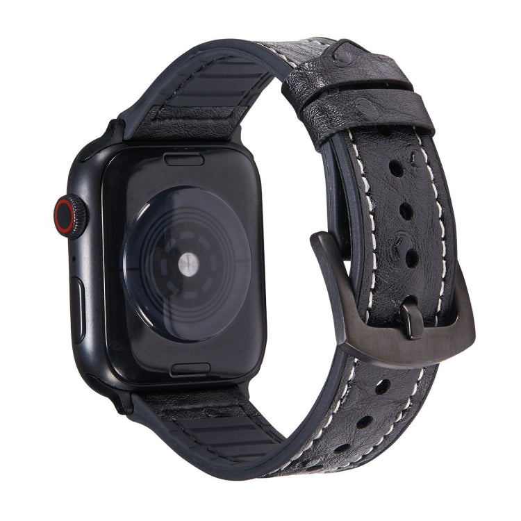 Bracelets de rechange en cuir texture autruche pour Apple Watch Series, 7 45mm / 6 & SE & 5 & 4 44mm / 3 & 2 & 1 42mm, 7 41mm / 6 & SE & 5 & 4 40mm / 3 & 2 & 1 38mm