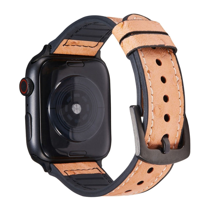 Bracelets de rechange en cuir texture autruche pour Apple Watch Series, 7 45mm / 6 & SE & 5 & 4 44mm / 3 & 2 & 1 42mm, 7 41mm / 6 & SE & 5 & 4 40mm / 3 & 2 & 1 38mm