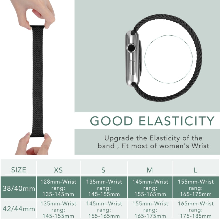 Bracelet de rechange en nylon tressé de couleur unie avec tête en métal pour Apple Watch Series 6 & SE & 5 & 4 40 mm / 3 & 2 & 1 38 mm, XS 128 mm, S 135 mm, M 145 mm