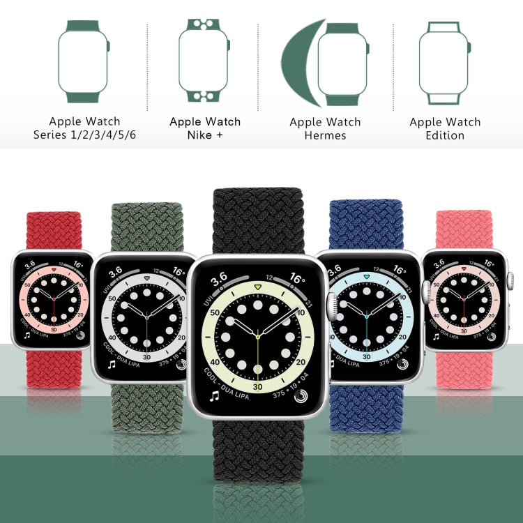 Bracelet de rechange en nylon tressé de couleur unie avec tête en métal pour Apple Watch Series 6 & SE & 5 & 4 40 mm / 3 & 2 & 1 38 mm, XS 128 mm, S 135 mm, M 145 mm