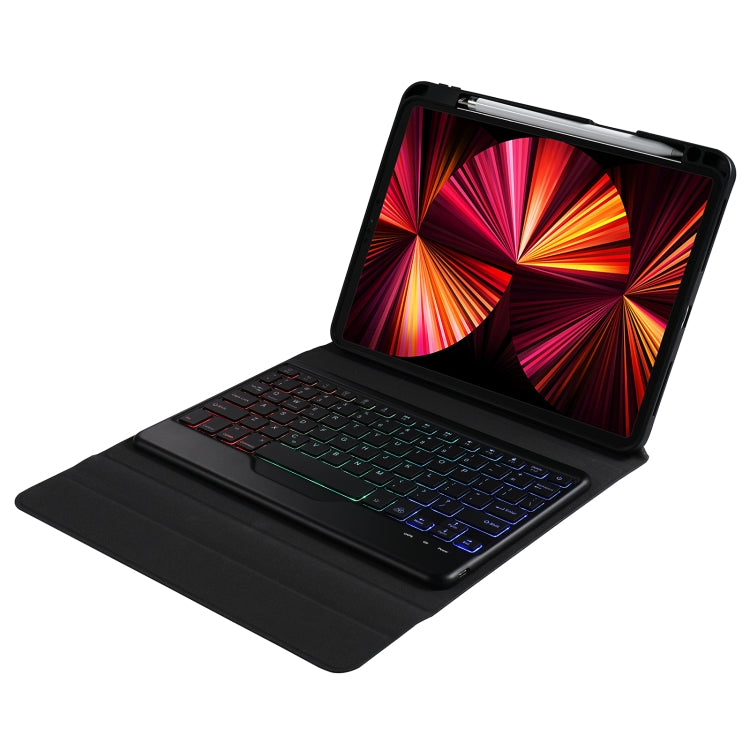 B011S Étui en cuir avec clavier Bluetooth rétroéclairé détachable, support triangulaire et fente pour stylo, pour iPad 9.7 2018 & 2017 / Pro 9.7 / Air 2, pour iPad 10.2 2020 & 2019 / Pro 10.5 pouces / Air 3 10.5 pouces