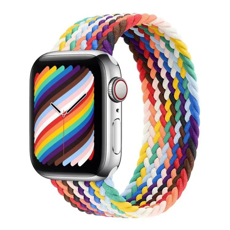 Bracelets de remplacement en boucle unique tressés arc-en-ciel, Taille : L 165mm Pour Apple Watch Series 6 & SE & 5 & 4 44mm / 3 & 2 & 1 42mm, L 165mm 44mm / 42mm