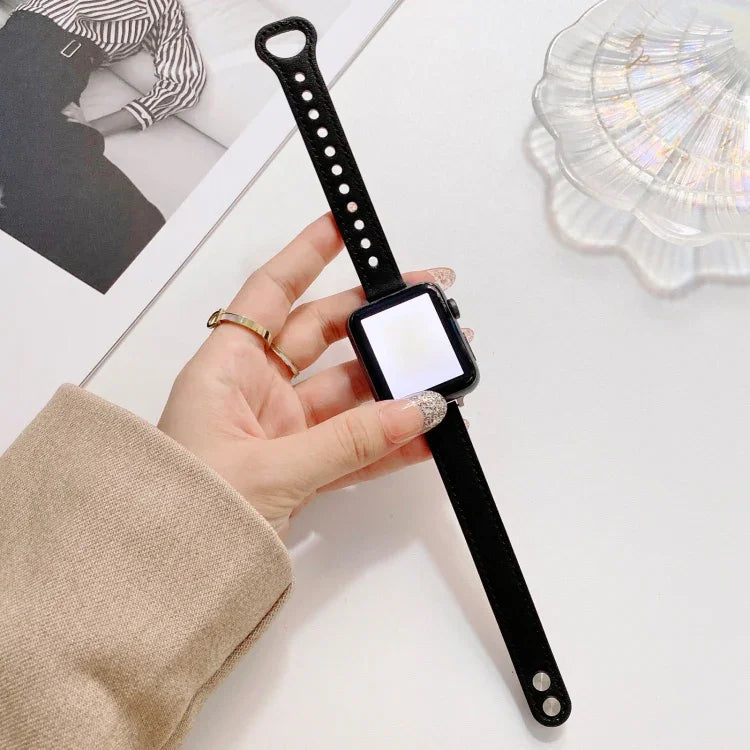 Bracelet en cuir véritable à double boucle pour Apple Watch Series, 7 45mm / 6 & SE & 5 & 4 44mm / 3 & 2 & 1 42mm, 7 41mm / 6 & SE & 5 & 4 40mm / 3 & 2 & 1 38mm