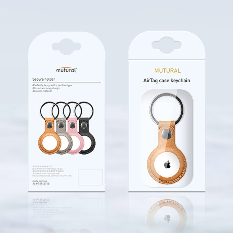 Mutural Étui de protection en cuir PU avec porte-clés pour AirTag 2e génération / AirTag 1re génération