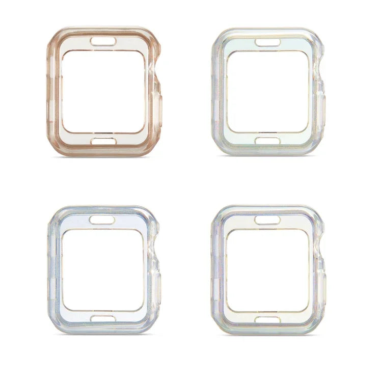 Coque de protection en TPU à paillettes, pour Apple Watch Series 6 / 5 / 4 / Watch SE 44mm, pour Apple Watch Series 3 & 2 & 1 42mm, pour Apple Watch Series 6 / 5 / 4 / Watch SE 40mm, pour Apple Watch Series 3 & 2 & 1 38mm