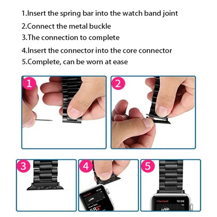 2 bracelets de montre connectée en acier inoxydable avec connecteur acoustique, largeur : 22 mm, pour Apple Watch Series 6 et SE et 5 et 4 (40 mm) / 3 et 2 et 1 (38 mm), largeur : 22 mm, pour Apple Watch (40 mm / 38 mm)
