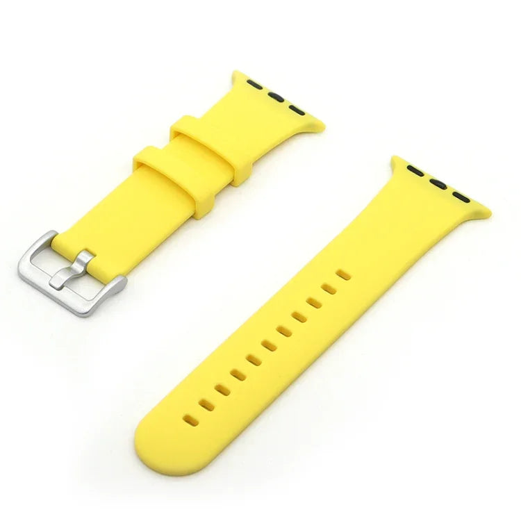 Bracelet de remplacement en silicone à boucle argentée, pour Apple Watch Series 7 41 mm / & 6 & SE & 5 & 4 40 mm, pour Apple Watch Series 7 45 mm / & 6 & SE & 5 & 4 44 mm