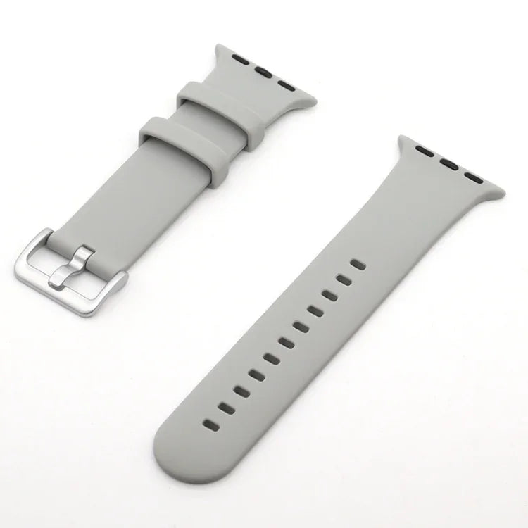 Bracelet de remplacement en silicone à boucle argentée, pour Apple Watch Series 7 41 mm / & 6 & SE & 5 & 4 40 mm, pour Apple Watch Series 7 45 mm / & 6 & SE & 5 & 4 44 mm