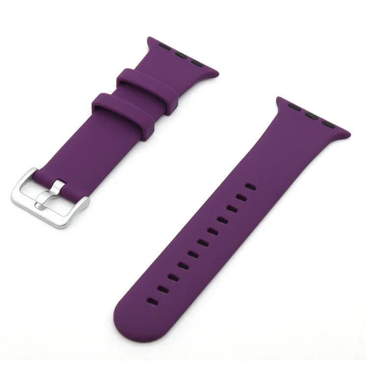 Bracelet de remplacement en silicone à boucle argentée, pour Apple Watch Series 7 41 mm / & 6 & SE & 5 & 4 40 mm, pour Apple Watch Series 7 45 mm / & 6 & SE & 5 & 4 44 mm
