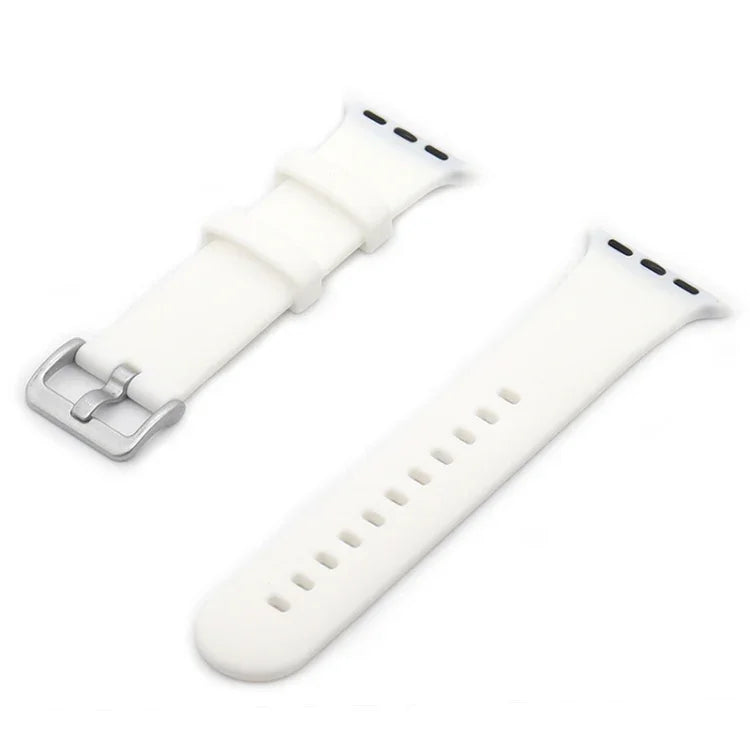 Bracelet de remplacement en silicone à boucle argentée, pour Apple Watch Series 7 41 mm / & 6 & SE & 5 & 4 40 mm, pour Apple Watch Series 7 45 mm / & 6 & SE & 5 & 4 44 mm