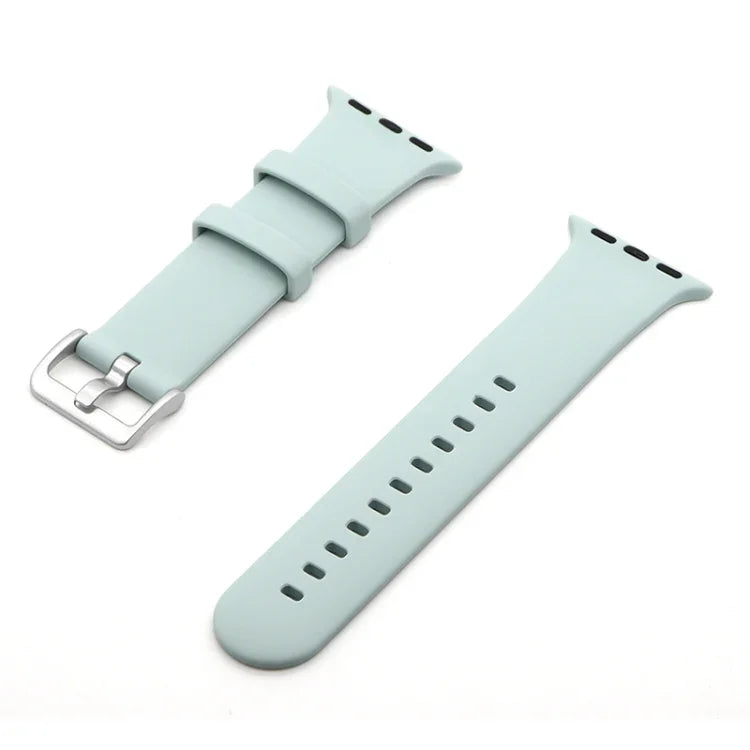 Bracelet de remplacement en silicone à boucle argentée, pour Apple Watch Series 7 41 mm / & 6 & SE & 5 & 4 40 mm, pour Apple Watch Series 7 45 mm / & 6 & SE & 5 & 4 44 mm