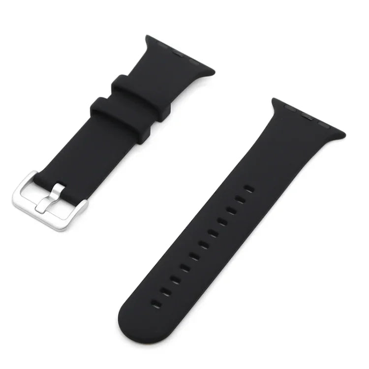 Bracelet de remplacement en silicone à boucle argentée, pour Apple Watch Series 7 41 mm / & 6 & SE & 5 & 4 40 mm, pour Apple Watch Series 7 45 mm / & 6 & SE & 5 & 4 44 mm