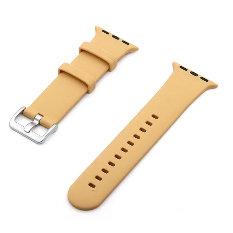 Bracelet de remplacement en silicone à boucle argentée, pour Apple Watch Series 7 41 mm / & 6 & SE & 5 & 4 40 mm, pour Apple Watch Series 7 45 mm / & 6 & SE & 5 & 4 44 mm