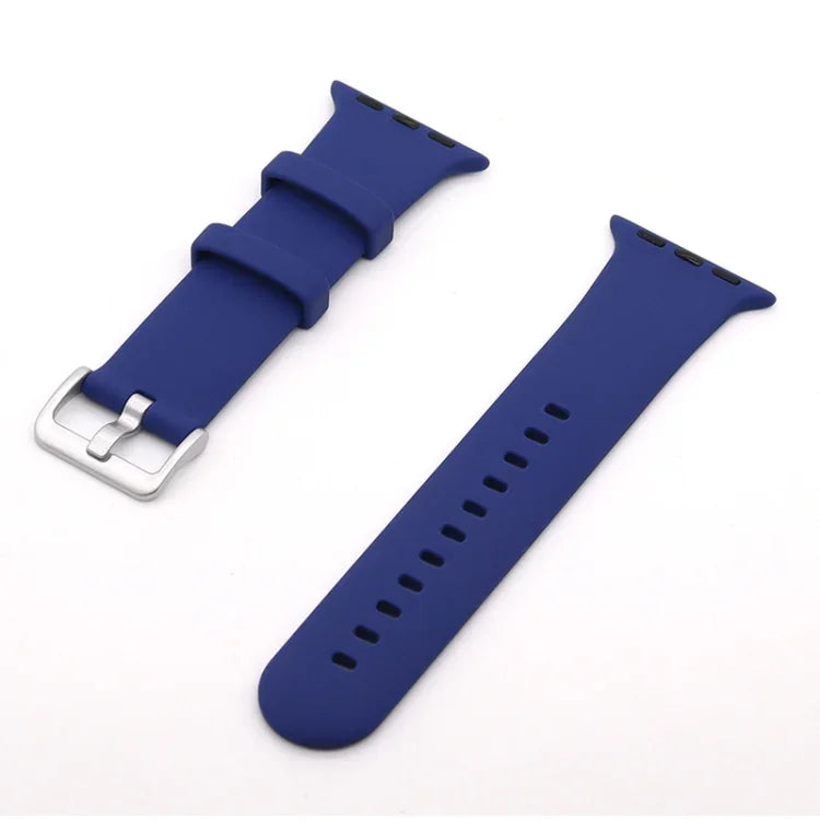 Bracelet de remplacement en silicone à boucle argentée, pour Apple Watch Series 7 41 mm / & 6 & SE & 5 & 4 40 mm, pour Apple Watch Series 7 45 mm / & 6 & SE & 5 & 4 44 mm