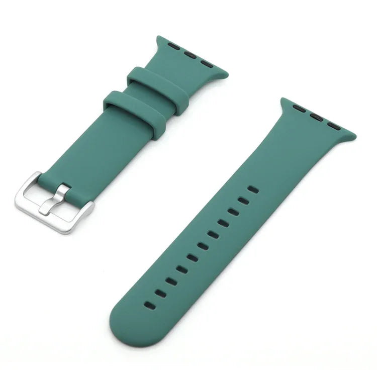 Bracelet de remplacement en silicone à boucle argentée, pour Apple Watch Series 7 41 mm / & 6 & SE & 5 & 4 40 mm, pour Apple Watch Series 7 45 mm / & 6 & SE & 5 & 4 44 mm