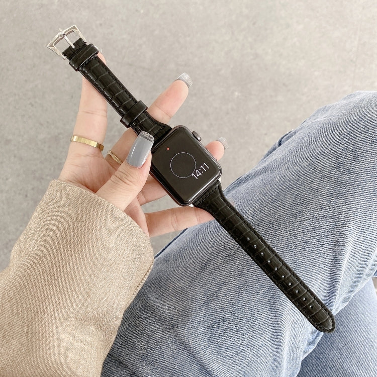 Bracelet de rechange en cuir texture crocodile, pour Apple Watch Series 7 41mm / & 6 & SE & 5 & 4 40mm, pour Apple Watch Series 7 45mm / & 6 & SE & 5 & 4 44mm