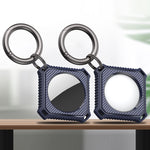 Étui carré en fibre de carbone avec porte-clés pour AirTag 2e génération / AirTag 1re génération