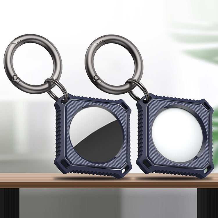 Étui carré en fibre de carbone avec porte-clés pour AirTag 2e génération / AirTag 1re génération