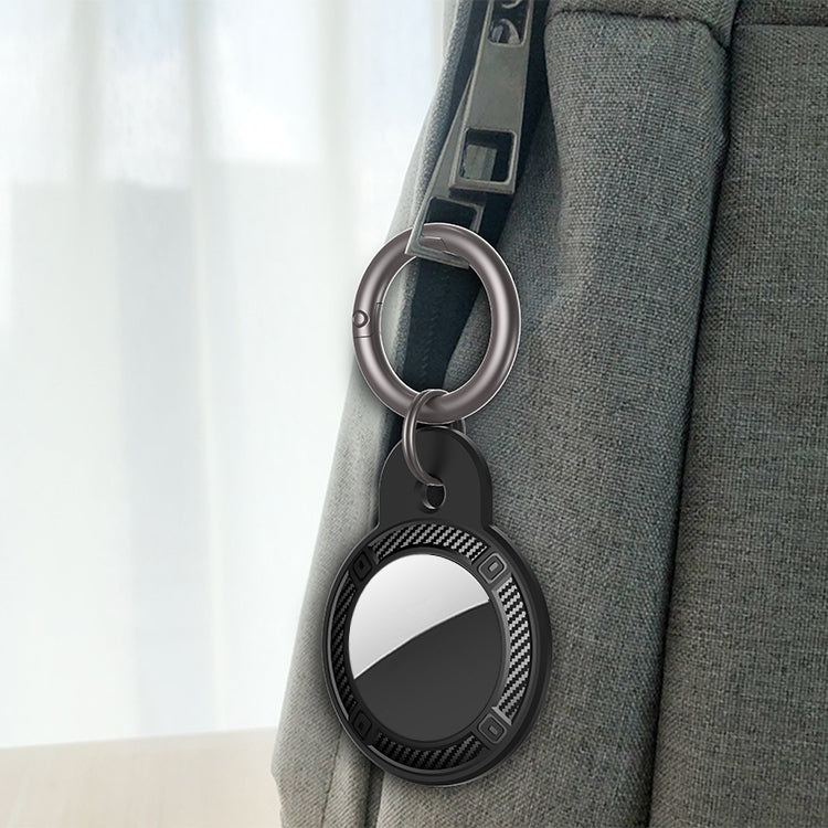 Coque antichute ronde en fibre de carbone avec anneau porte-clés pour AirTag 2e génération / AirTag 1re génération