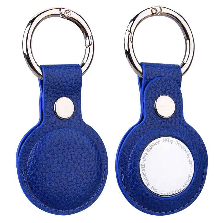 Étui de protection en cuir texturé litchi avec porte-clés pour AirTag 2e génération / AirTag 1re génération