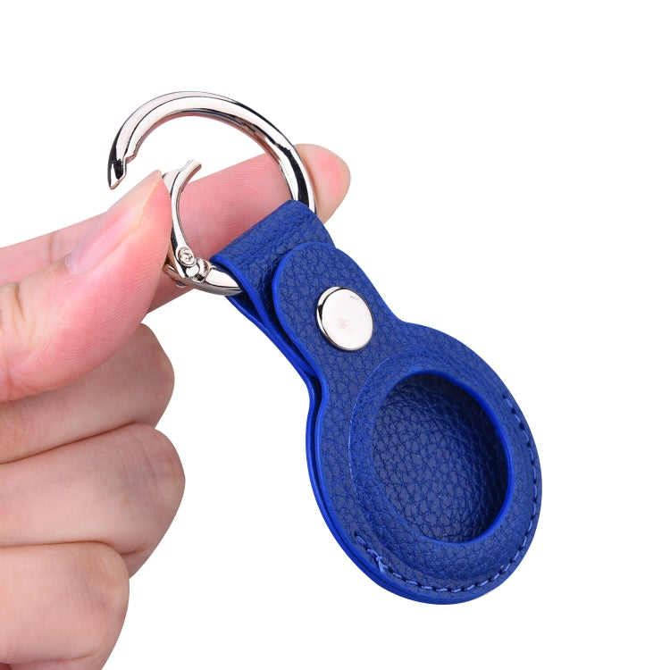 Étui de protection en cuir texturé litchi avec porte-clés pour AirTag 2e génération / AirTag 1re génération