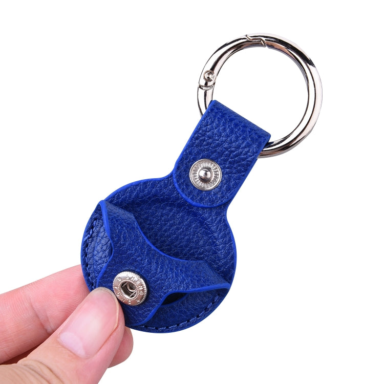 Étui de protection en cuir texturé litchi avec porte-clés pour AirTag 2e génération / AirTag 1re génération