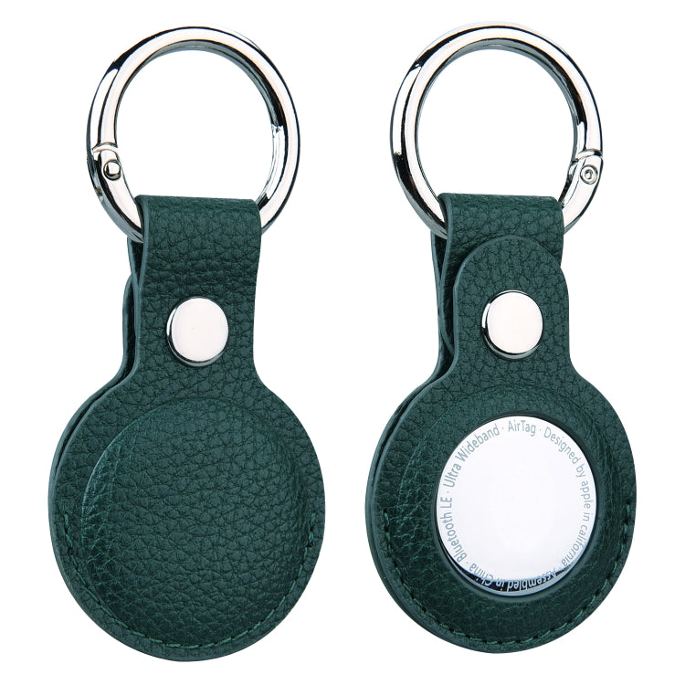 Étui de protection en cuir texturé litchi avec porte-clés pour AirTag 2e génération / AirTag 1re génération