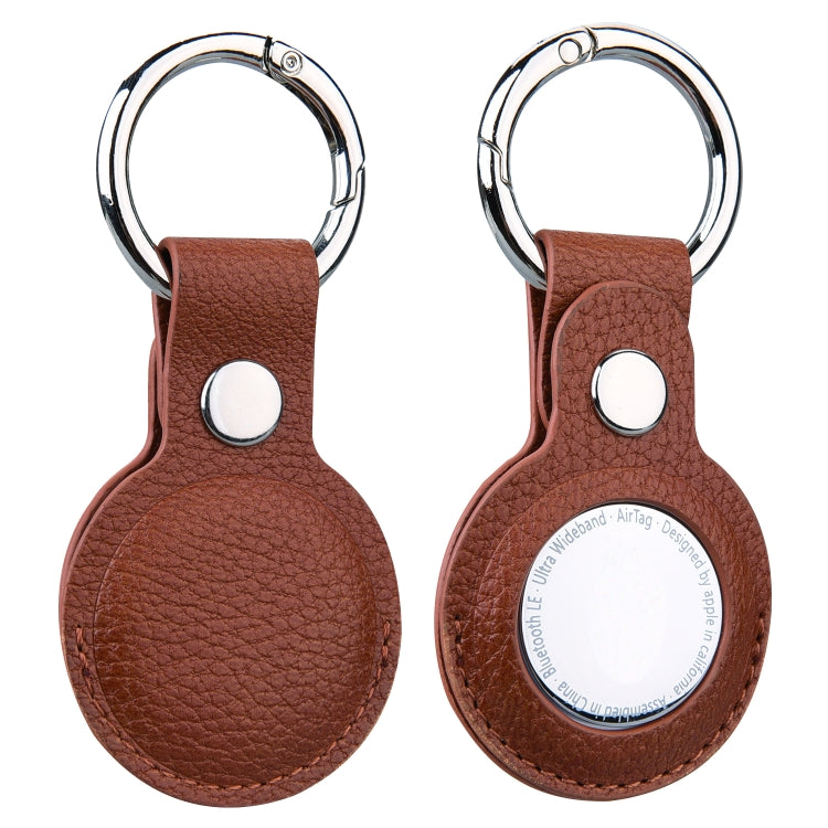 Étui de protection en cuir texturé litchi avec porte-clés pour AirTag 2e génération / AirTag 1re génération