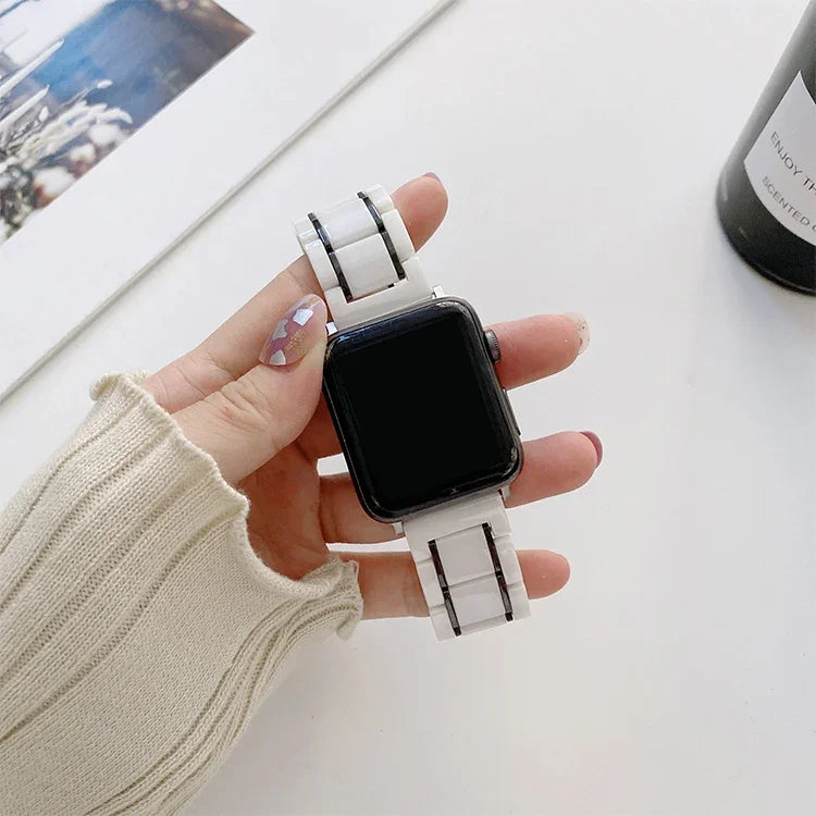 Bracelets de rechange en acier céramique à cinq billes pour Apple Watch Series, 7 45mm / 6 & SE & 5 & 4 44mm / 3 & 2 & 1 42mm, 7 41mm / 6 & SE & 5 & 4 40mm / 3 & 2 & 1 38mm