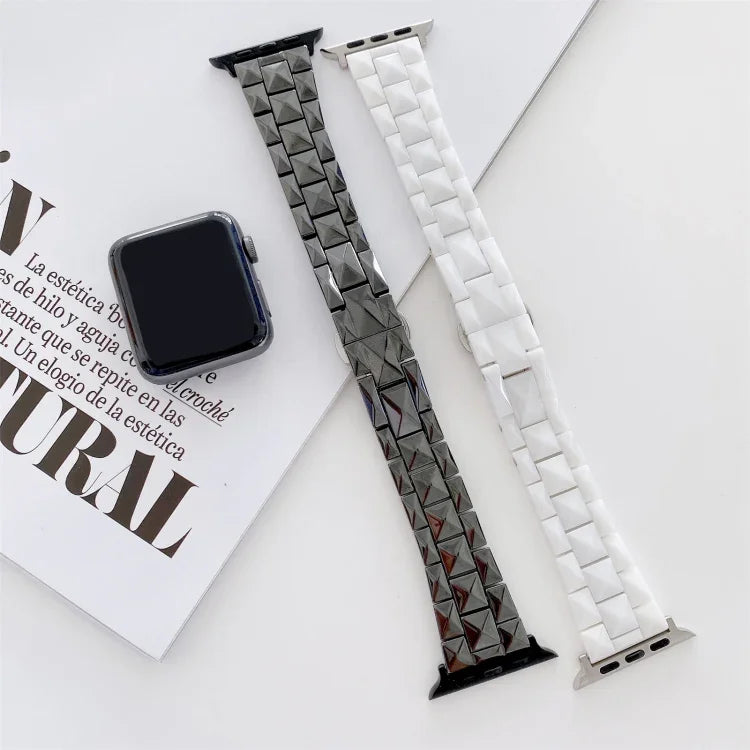 Rhombic Grid Ceramics Replacement Strap Watchband, For Apple Watch Series 7  41mm / & 6 & SE & 5 & 4 40mm, For Apple Watch Series  7  45mm / & 6 & SE & 5 & 4 44mm