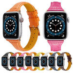 Bracelet de rechange en cuir texture crocodile, pour Apple Watch Series 7 41mm / & 6 & SE & 5 & 4 40mm