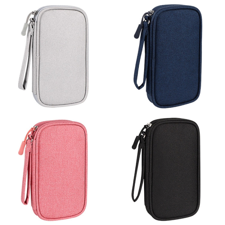 SM03 Sac de rangement multifonctionnel pour accessoires numériques avec cordon, 19x11x3.5cm (Bleu Marine), 19x11x3.5cm (Gris), 19x11x3.5cm (Rose), 19x11x3.5cm (Noir)