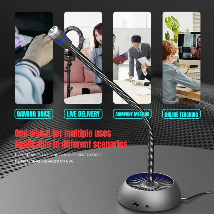Microphone anti-interférence USB HXSJ F15 avec réduction de bruit matricielle