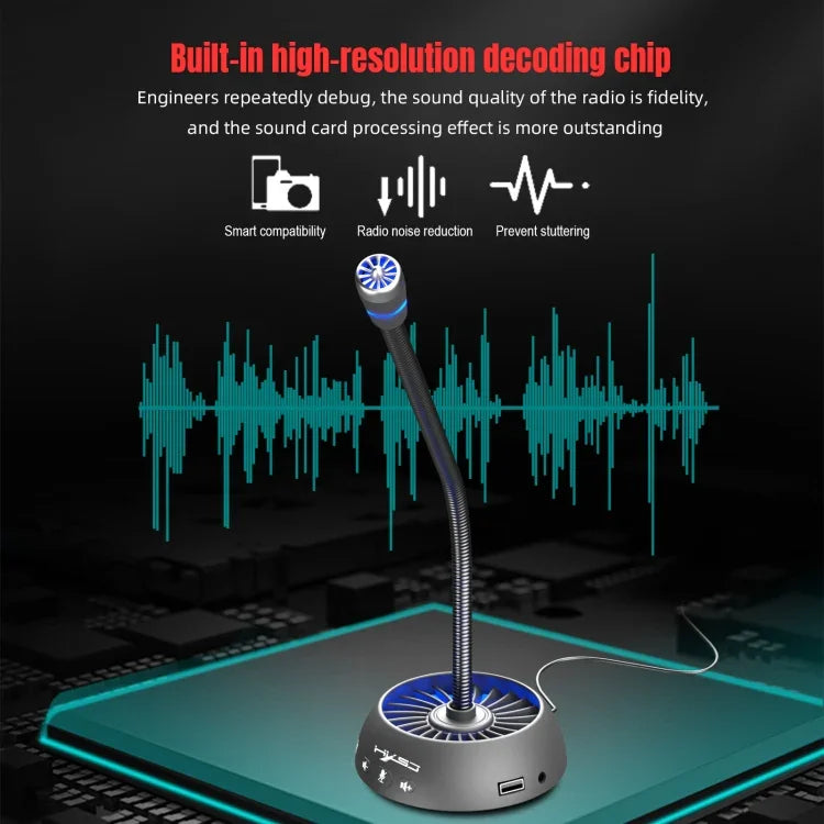 Microphone anti-interférence USB HXSJ F15 avec réduction de bruit matricielle