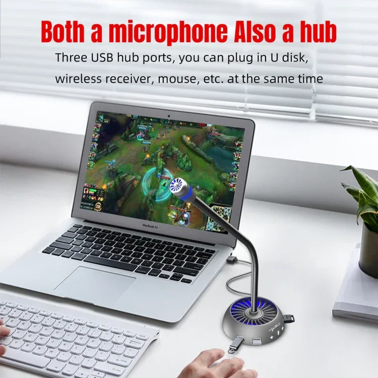 Microphone anti-interférence USB HXSJ F15 avec réduction de bruit matricielle