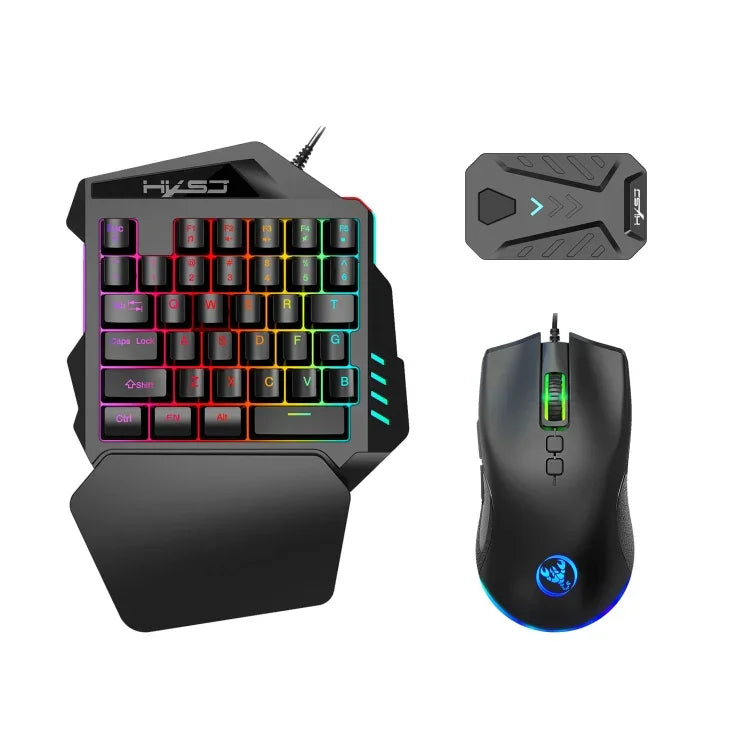 Ensemble clavier souris HXSJ P8+V100+J900 + clavier une main + souris de jeu programmable, P8+V100+A883