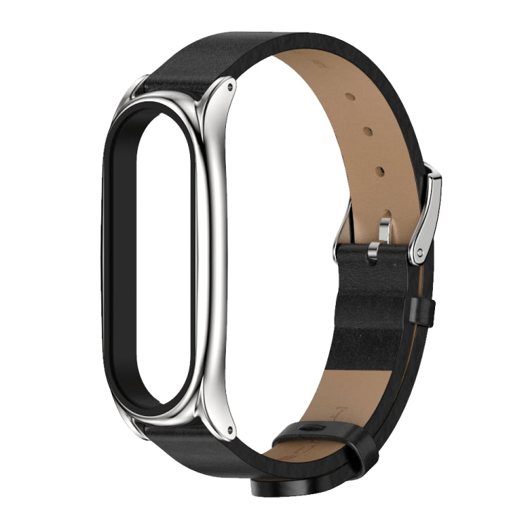 For Xiaomi Mi Band 6 / 5 Mijobs Metal Case Crazy Horse Texture PU Microfiber Plus Watch Band