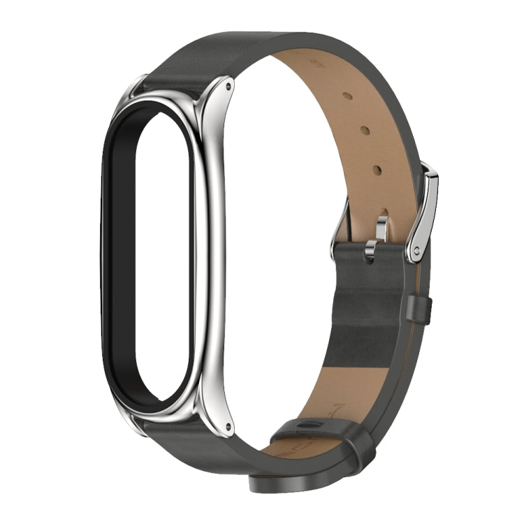 For Xiaomi Mi Band 6 / 5 Mijobs Metal Case Crazy Horse Texture PU Microfiber Plus Watch Band