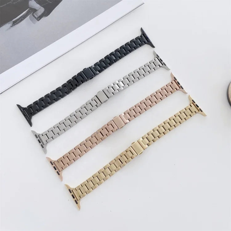 Bracelet de remplacement en acier à trois perles, pour Apple Watch Series 7 41mm / & 6 & SE & 5 & 4 40mm, pour Apple Watch Series 7 45mm / & 6 & SE & 5 & 4 44mm